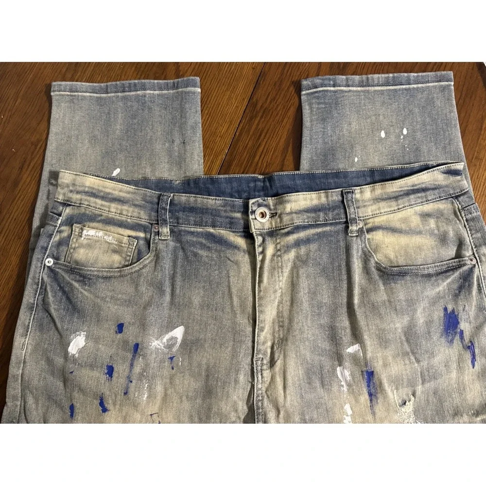 WJWLSKB Men's jeans with splash paint‎ Fit Stretch Cargo Denim Jeans - 40 X 31
